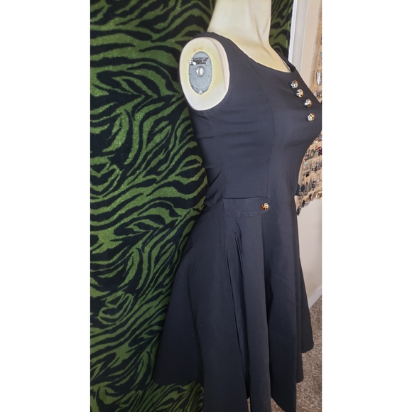 Black pin up rockabilly leopard buttons dress - Picture 5 of 8